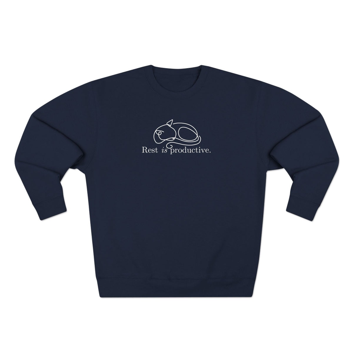 “Rest Is Productive” Minimalist Cat Sweatshirt – Comfort Fleece Pullover - Clothing, Unisex, Sweatshirts - EpiAl's Shop