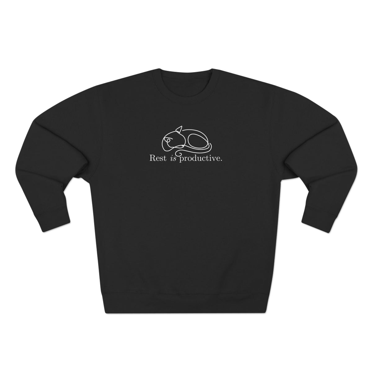 “Rest Is Productive” Minimalist Cat Sweatshirt – Comfort Fleece Pullover - Clothing, Unisex, Sweatshirts - EpiAl's Shop