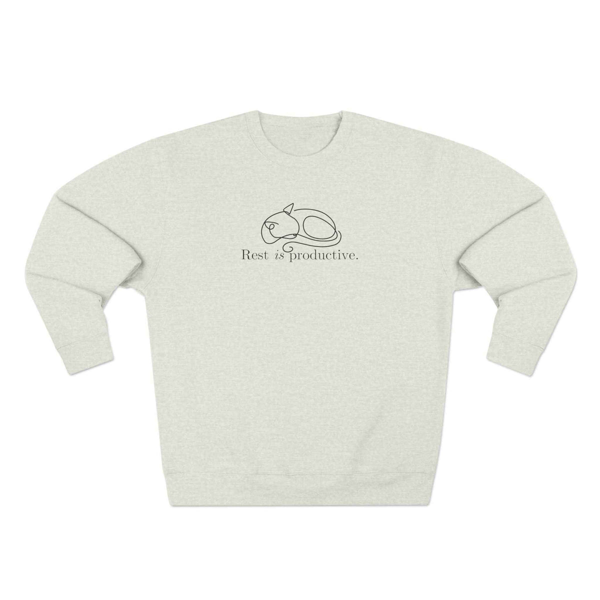 “Rest Is Productive” Minimalist Cat Sweatshirt – Comfort Fleece Pullover - Clothing, Unisex, Sweatshirts - EpiAl's Shop