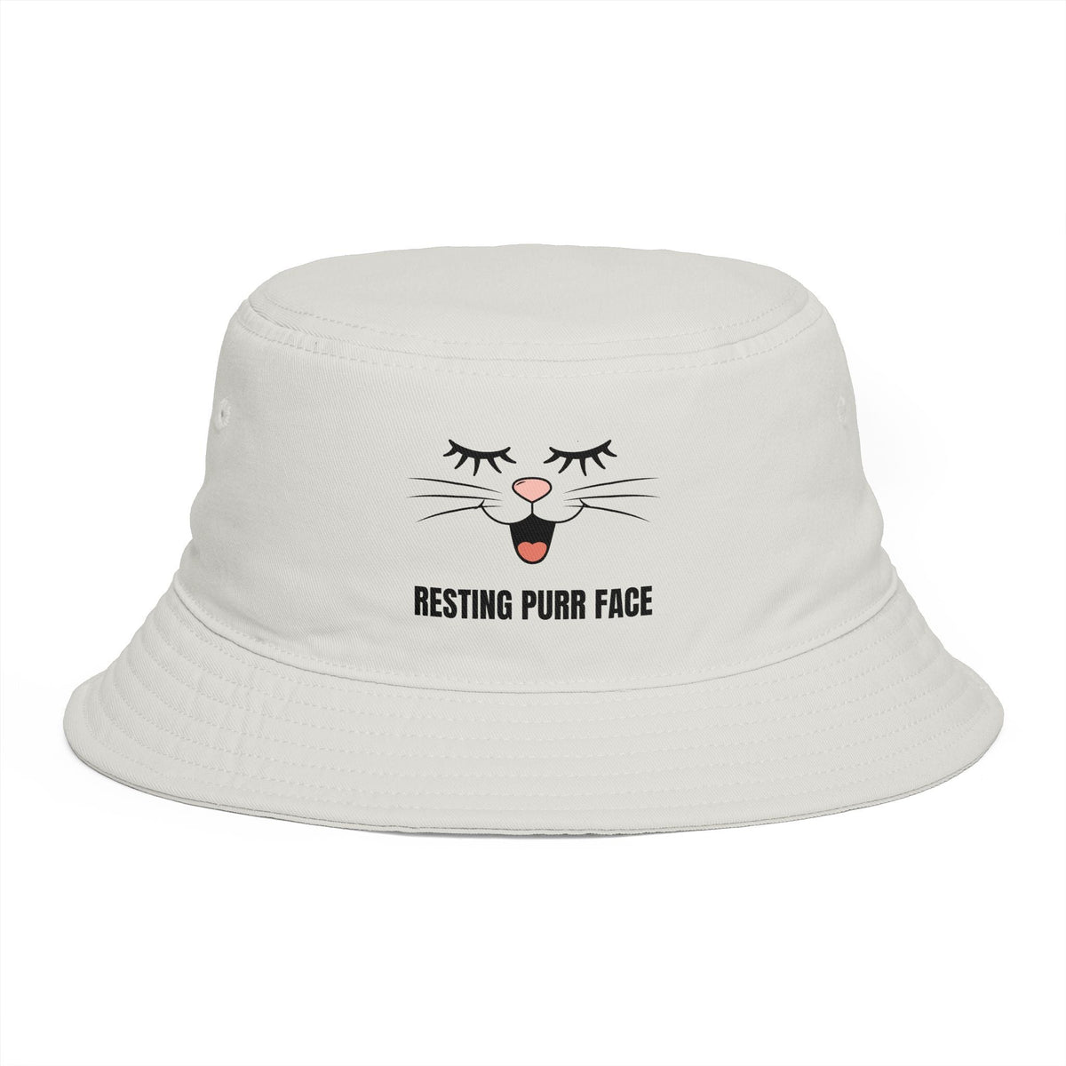 Resting Purr Face Embroidered Cat Bucket Hat - Hats, Bucket - EpiAl's Shop