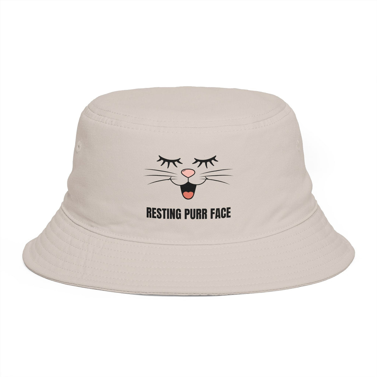 Resting Purr Face Embroidered Cat Bucket Hat - Hats, Bucket - EpiAl's Shop