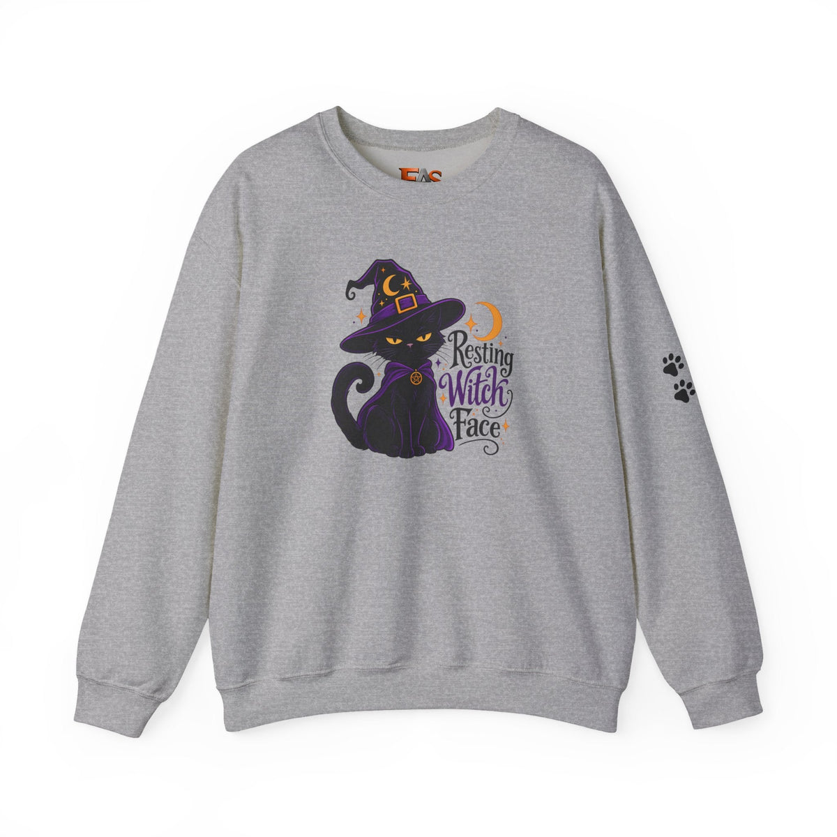 Resting Witch Face Cat Sweatshirt | Halloween Witch Cat Crewneck - Clothing, Unisex, Sweatshirts - EpiAl's Shop