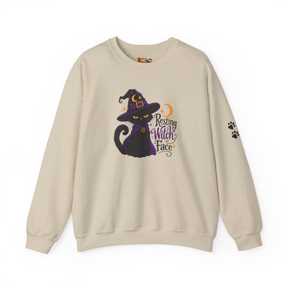 Resting Witch Face Cat Sweatshirt | Halloween Witch Cat Crewneck - Clothing, Unisex, Sweatshirts - EpiAl's Shop