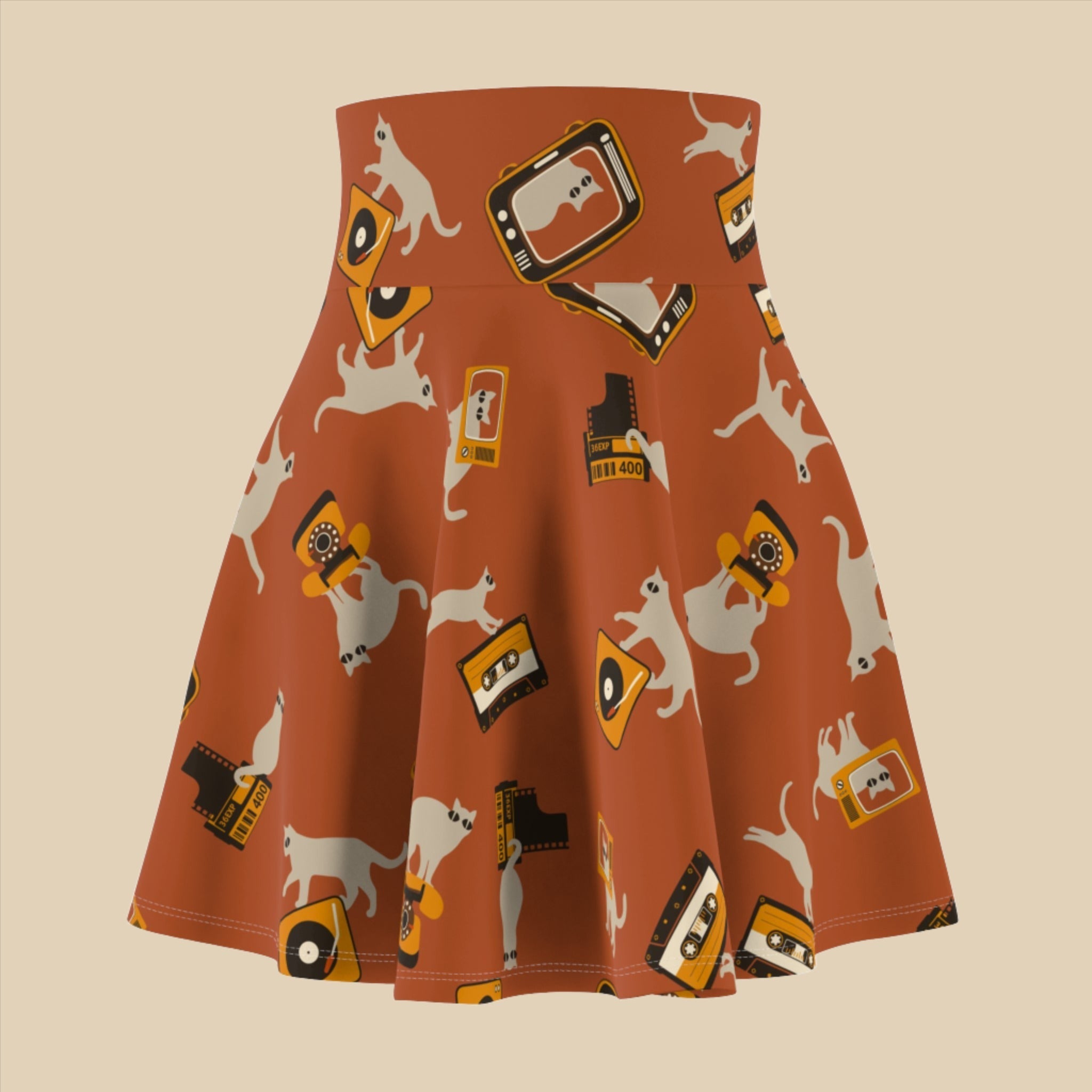 Retro Cat Tech Women's Skater Skirt - EpiAl's Shop