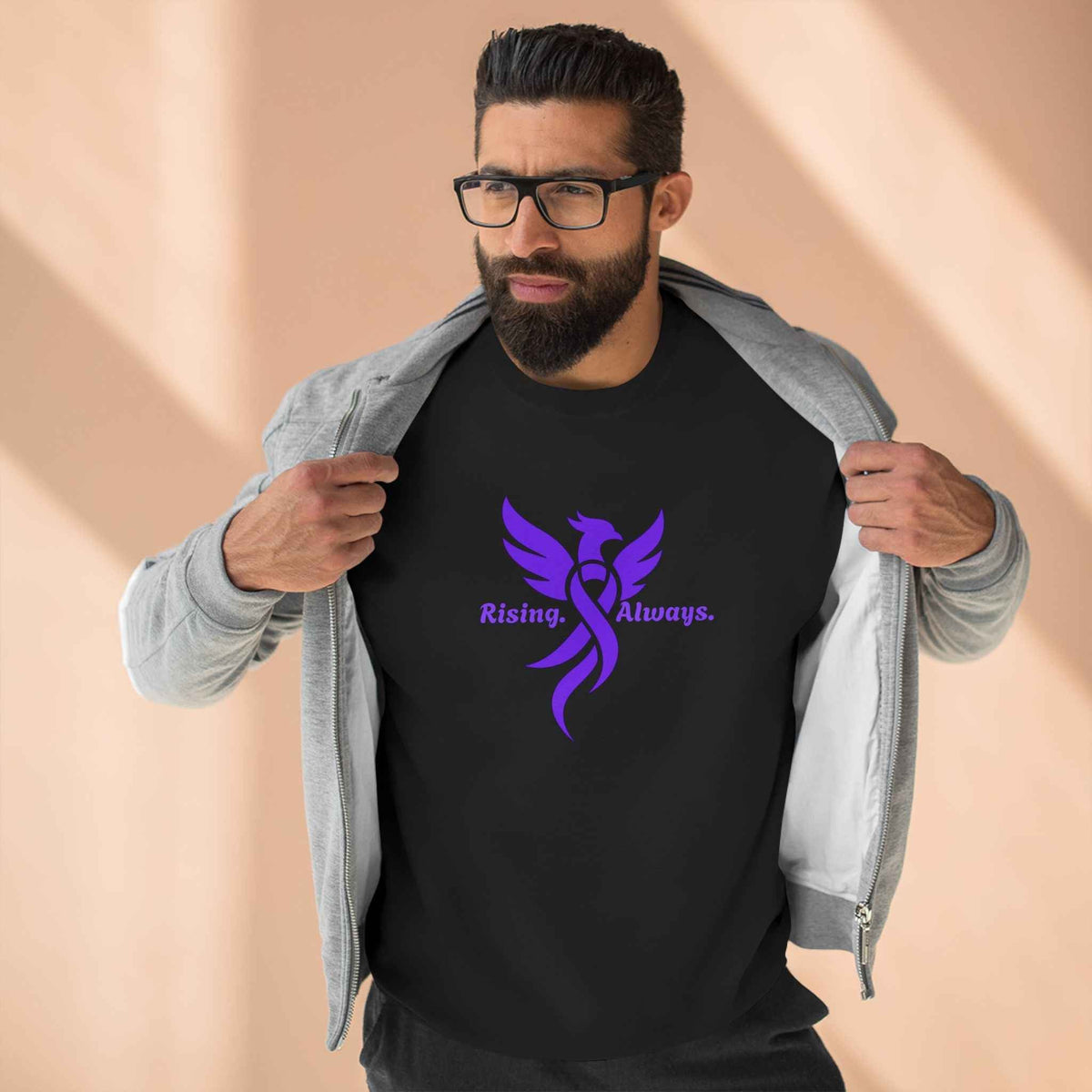 Rising Always Epilepsy Awareness Phoenix Ribbon Sweatshirt - Clothing, Unisex, Sweatshirts - EpiAl's Shop