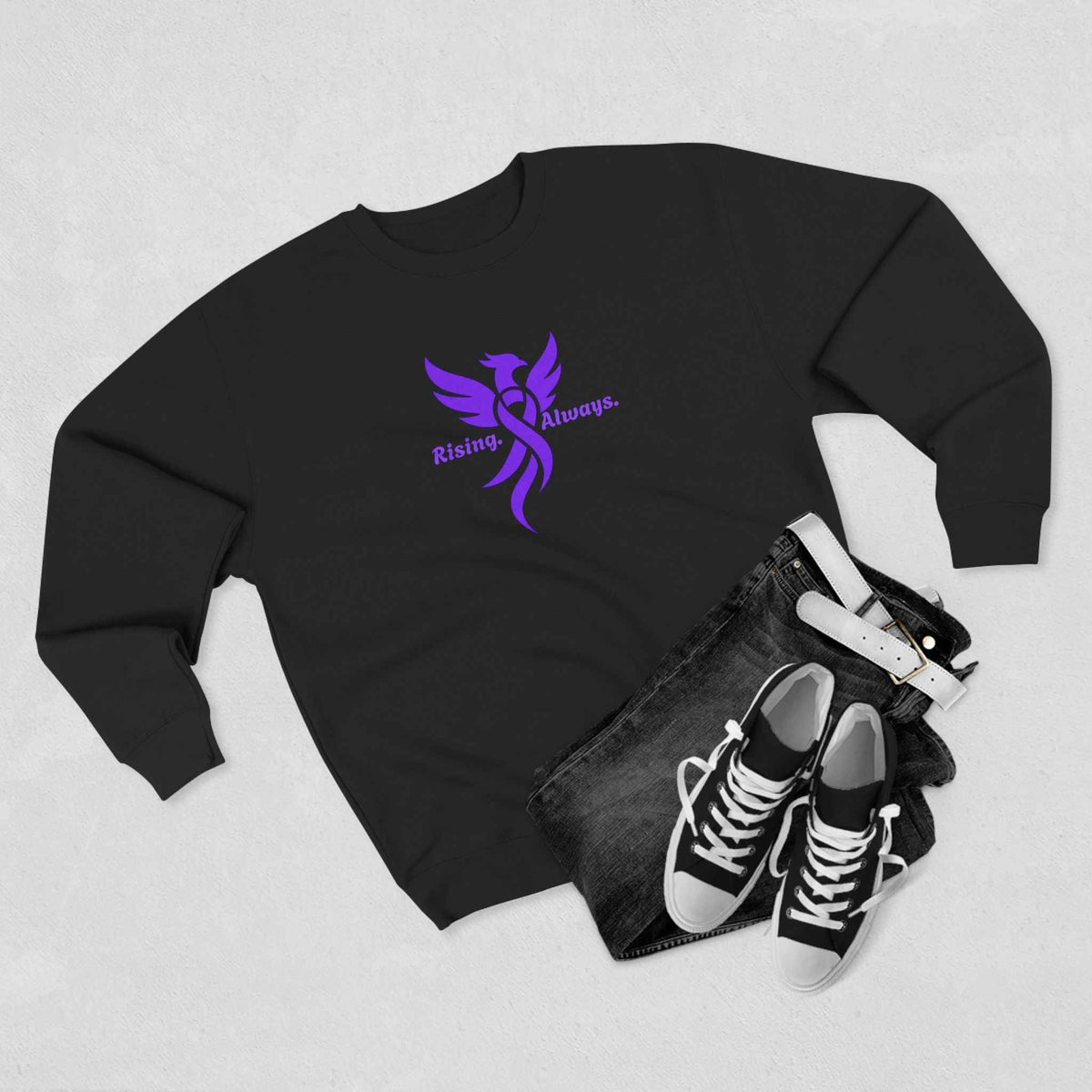 Rising Always Epilepsy Awareness Phoenix Ribbon Sweatshirt - Clothing, Unisex, Sweatshirts - EpiAl's Shop
