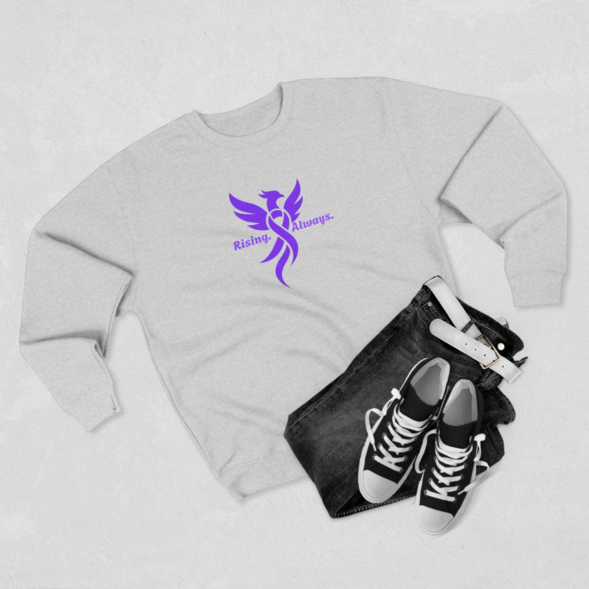 Rising Always Epilepsy Awareness Phoenix Ribbon Sweatshirt - Clothing, Unisex, Sweatshirts - EpiAl's Shop