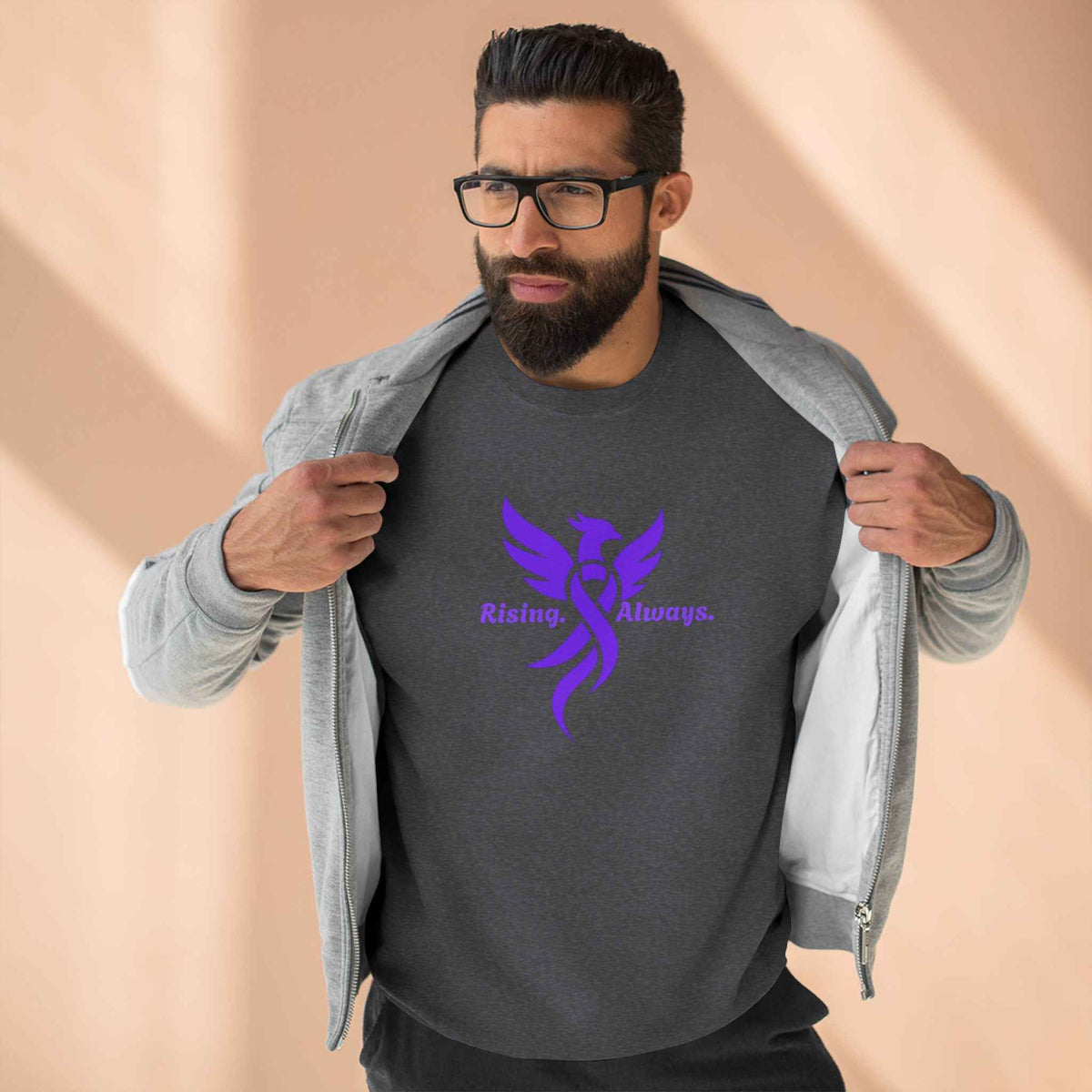 Rising Always Epilepsy Awareness Phoenix Ribbon Sweatshirt - Clothing, Unisex, Sweatshirts - EpiAl's Shop