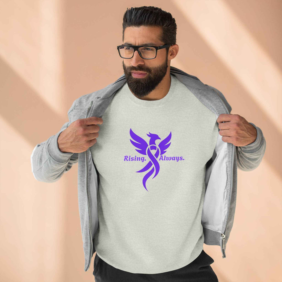 Rising Always Epilepsy Awareness Phoenix Ribbon Sweatshirt - Clothing, Unisex, Sweatshirts - EpiAl's Shop