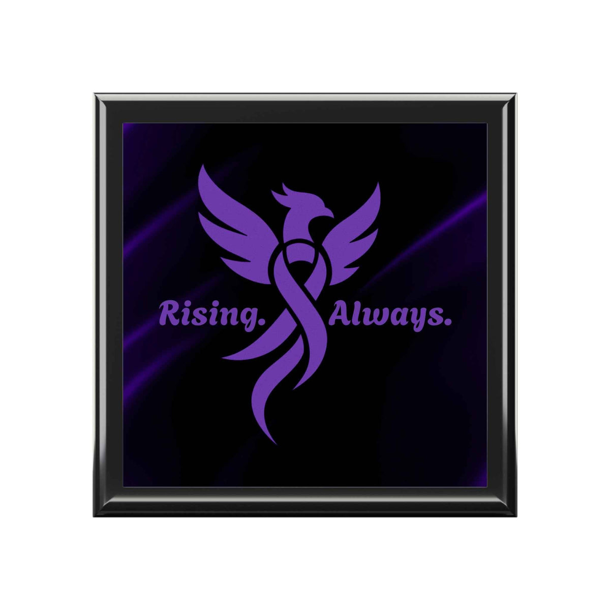 “Rising. Always.” Purple Phoenix Epilepsy-Awareness Jewelry Box - Decor, Jewelry Boxes - EpiAl's Shop