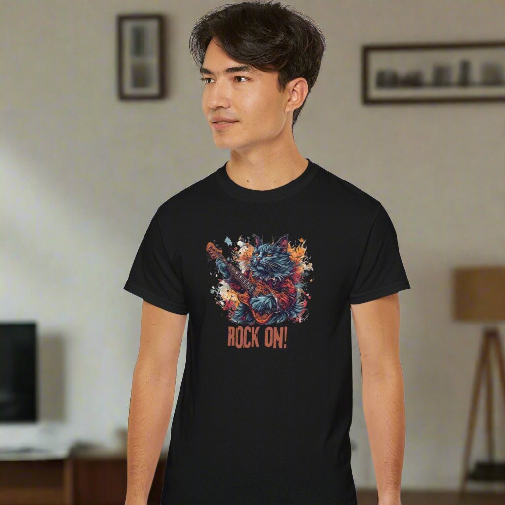 Rock On Cat Unisex Music Tee - Clothing, T-shirts - EpiAl's Shop