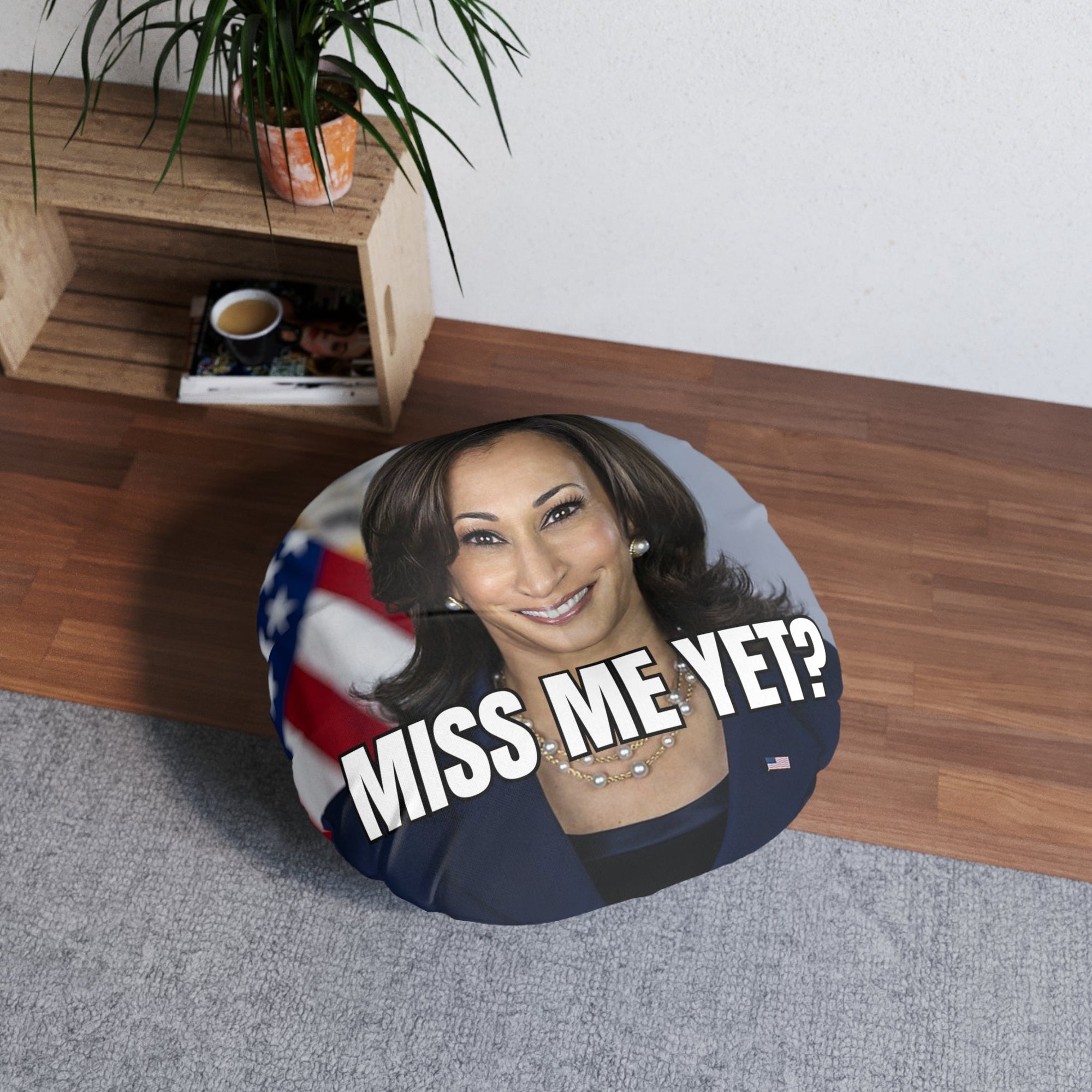 Round Tufted Floor Pillow - 'Miss Me Yet?' Statement Cushion - Decor, Home, Pillows - EpiAl's Shop