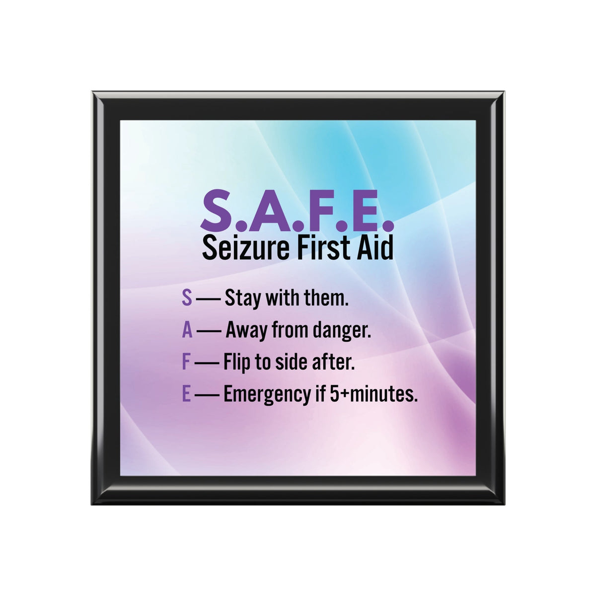 S.A.F.E. Seizure First Aid Black Jewelry Box – Epilepsy Awareness Keepsake - Decor, Jewelry Boxes - EpiAl's Shop