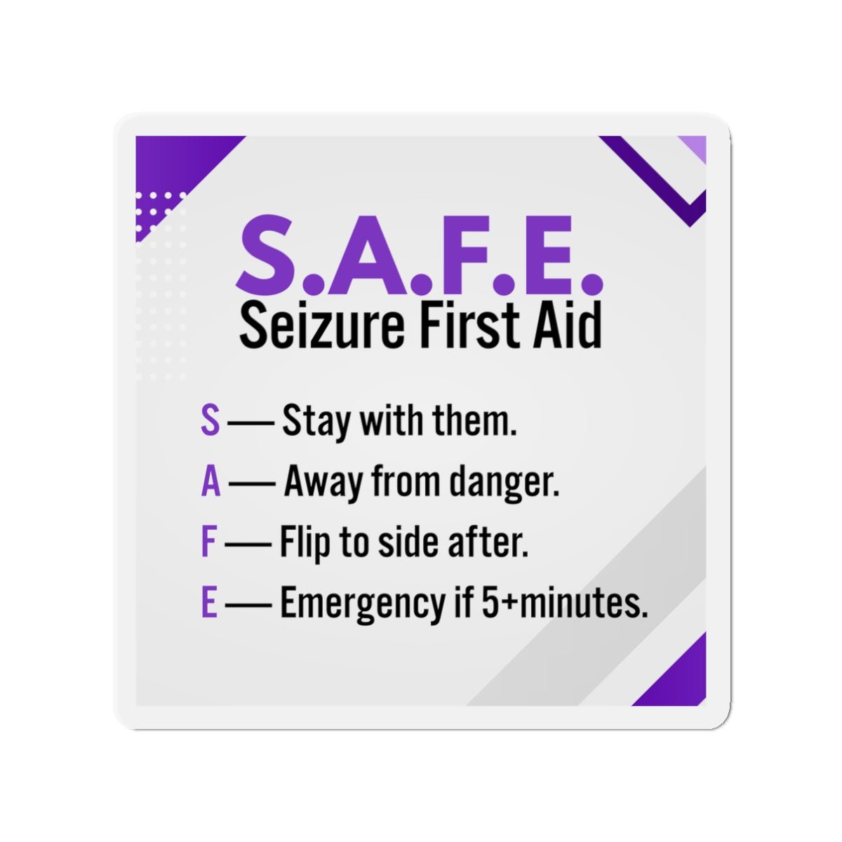 S.A.F.E. Seizure First Aid Magnet – Epilepsy Awareness Emergency Guide - Magnets, Indoor & Outdoor - EpiAl's Shop