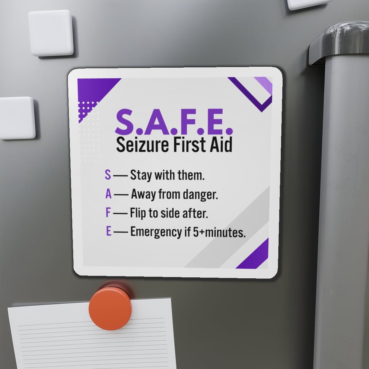 S.A.F.E. Seizure First Aid Magnet – Epilepsy Awareness Emergency Guide - Magnets, Indoor & Outdoor - EpiAl's Shop