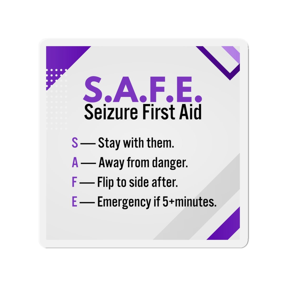 S.A.F.E. Seizure First Aid Magnet – Epilepsy Awareness Emergency Guide - Magnets, Indoor & Outdoor - EpiAl's Shop