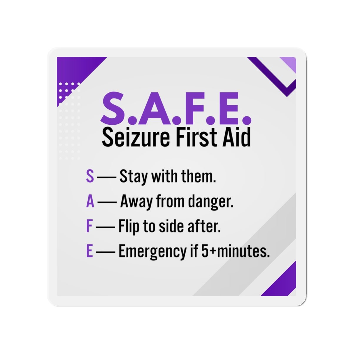 S.A.F.E. Seizure First Aid Magnet – Epilepsy Awareness Emergency Guide - Magnets, Indoor & Outdoor - EpiAl's Shop