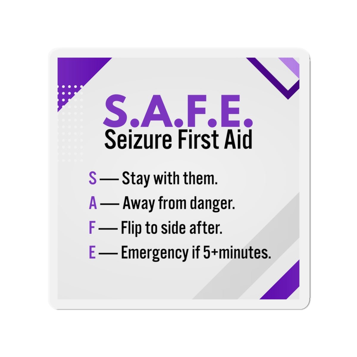 S.A.F.E. Seizure First Aid Magnet – Epilepsy Awareness Emergency Guide - Magnets, Indoor & Outdoor - EpiAl's Shop