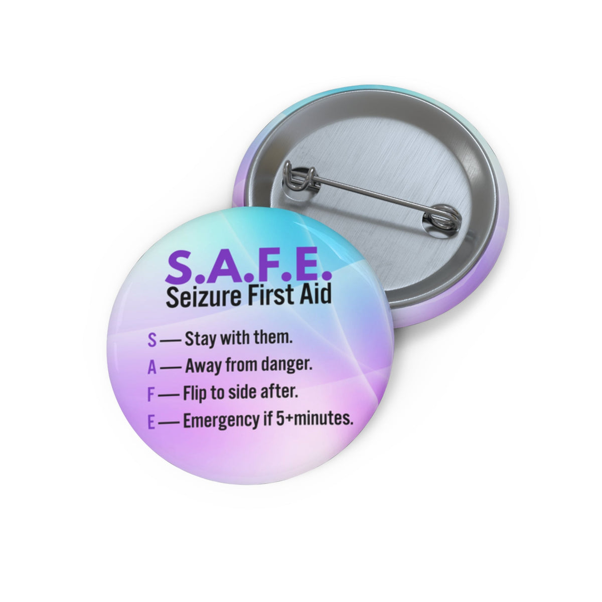 S.A.F.E. Seizure First Aid Pinback Button - Buttons, Pinback - EpiAl's Shop