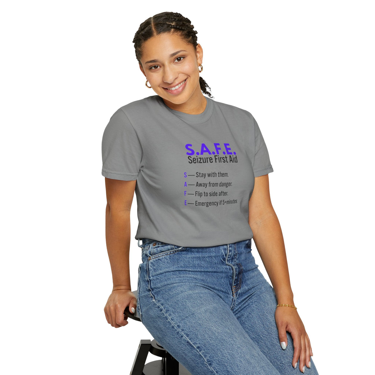 S.A.F.E. Seizure First Aid T-Shirt – Epilepsy Awareness Education Tee - Clothing, Women, T-Shirts - EpiAl's Shop