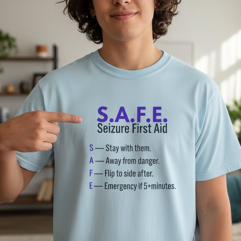 S.A.F.E. Seizure First Aid T-Shirt – Epilepsy Awareness Education Tee - Clothing, Women, T-Shirts - EpiAl's Shop