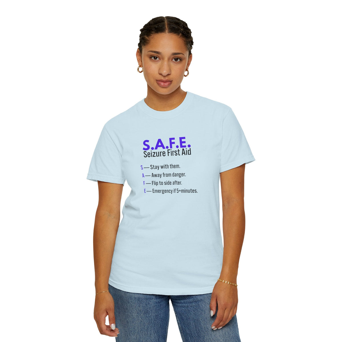 S.A.F.E. Seizure First Aid T-Shirt – Epilepsy Awareness Education Tee - Clothing, Women, T-Shirts - EpiAl's Shop