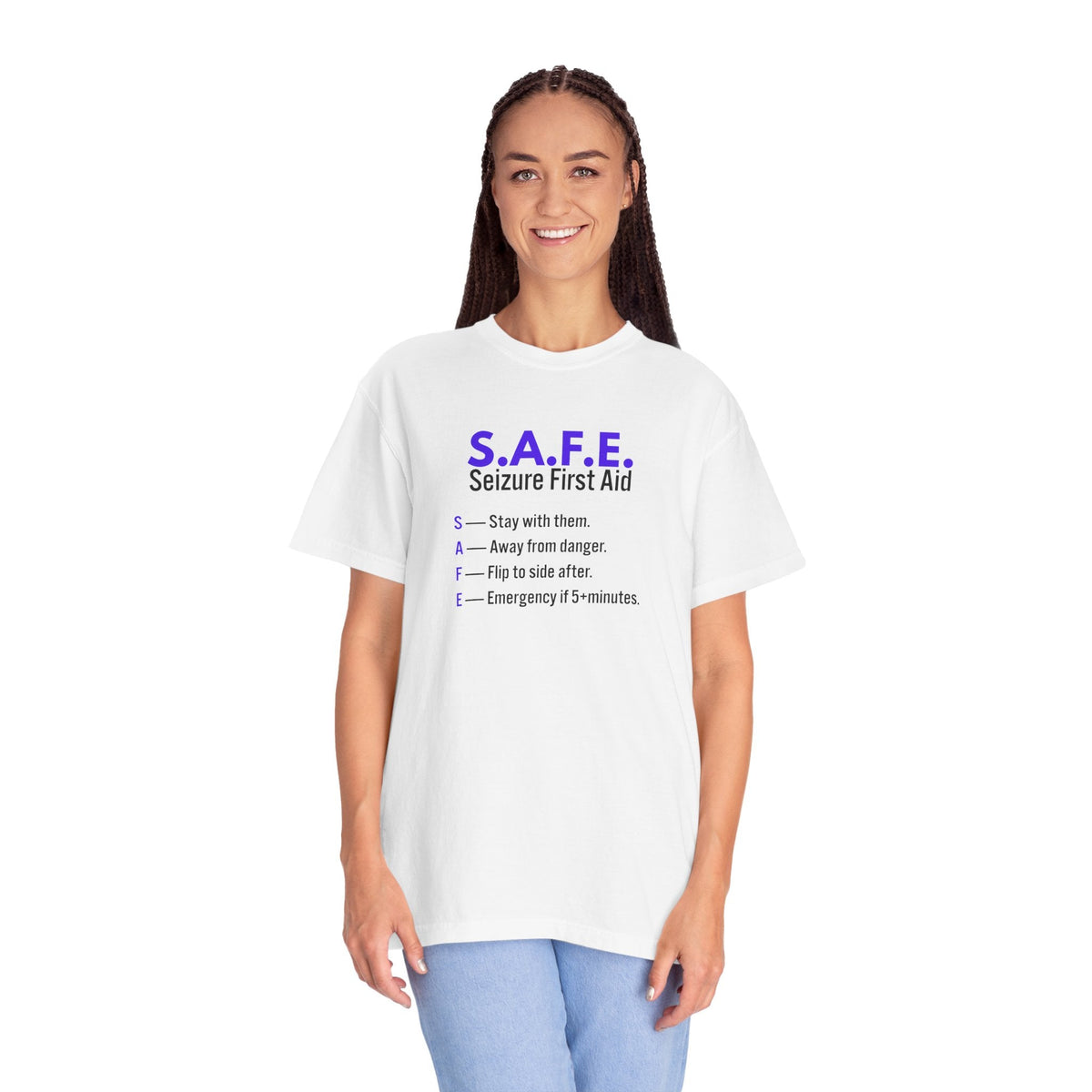 S.A.F.E. Seizure First Aid T-Shirt – Epilepsy Awareness Education Tee - Clothing, Women, T-Shirts - EpiAl's Shop