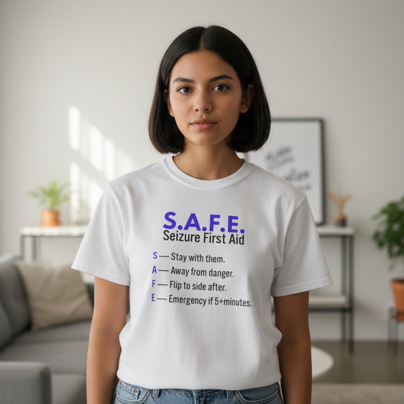 S.A.F.E. Seizure First Aid T-Shirt – Epilepsy Awareness Education Tee - Clothing, Women, T-Shirts - EpiAl's Shop