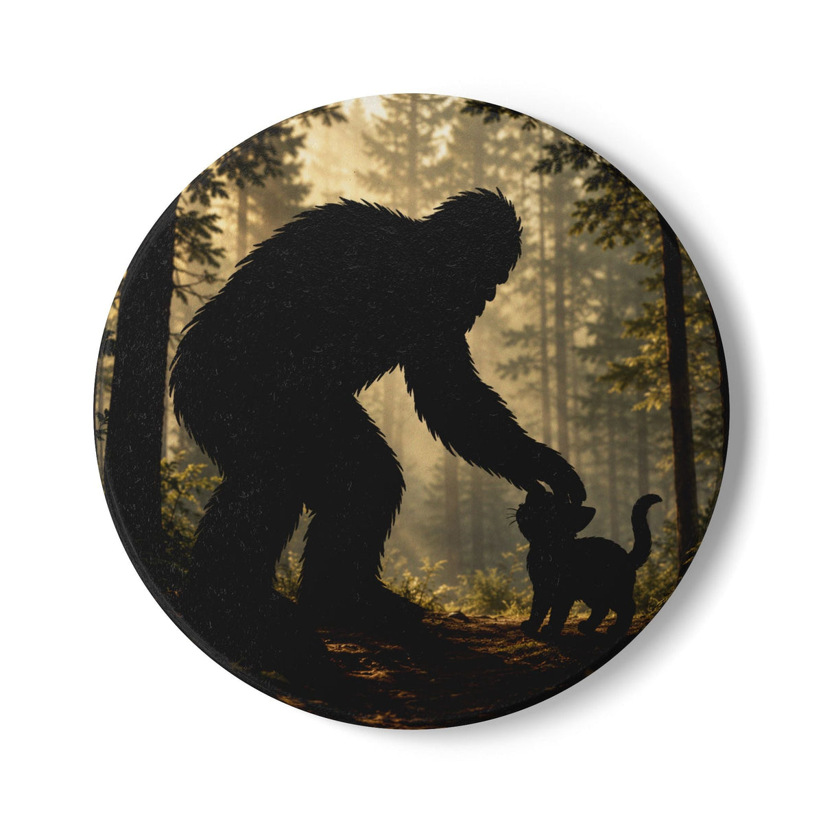 Sasquatch & Cat Ceramic Coaster - Decor, Coasters - EpiAl's Shop