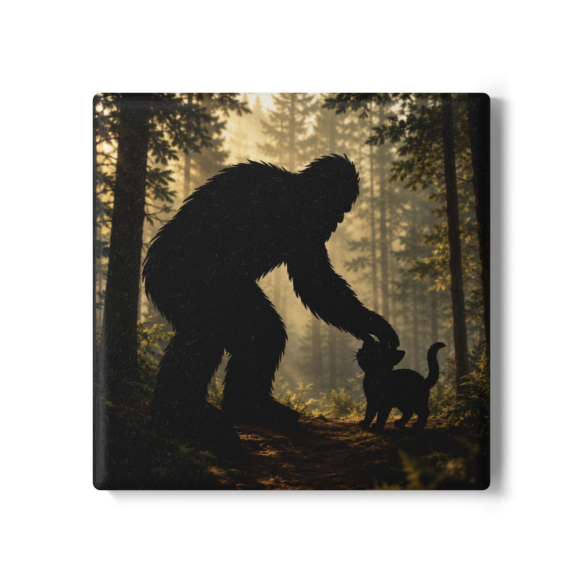 Sasquatch & Cat Ceramic Coaster - Decor, Coasters - EpiAl's Shop