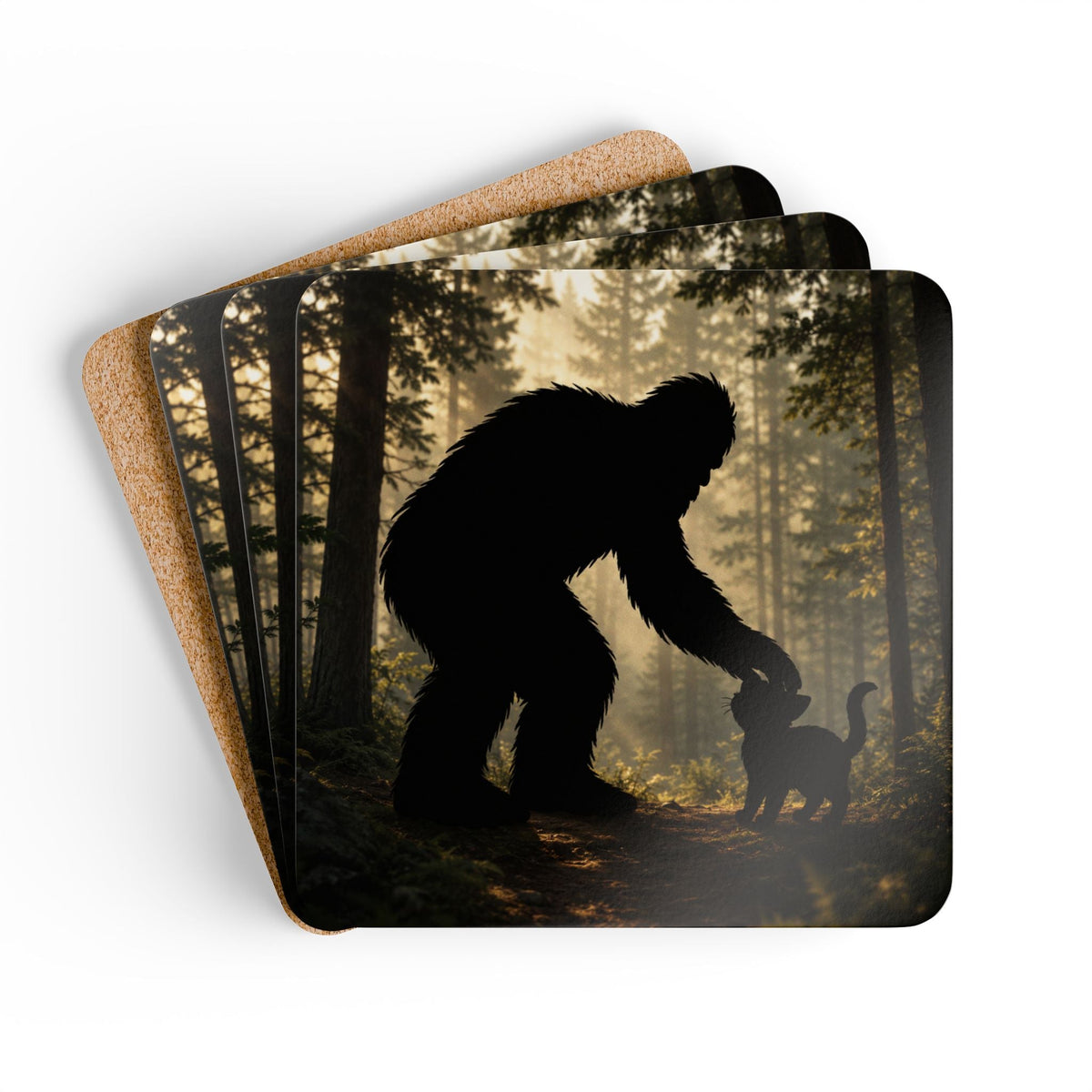 Sasquatch & Cat Forest Coaster Set - Decor, Coasters - EpiAl's Shop