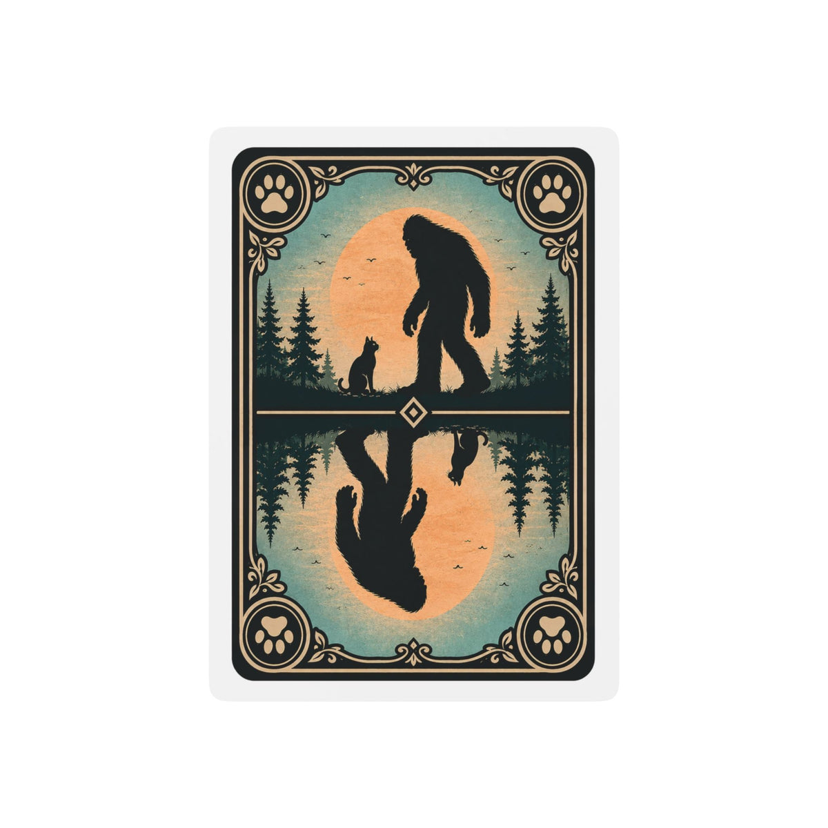 Sasquatch & Cat Playing Cards | Bigfoot Forest Poker Deck - Toys & Games, Playing Cards - EpiAl's Shop