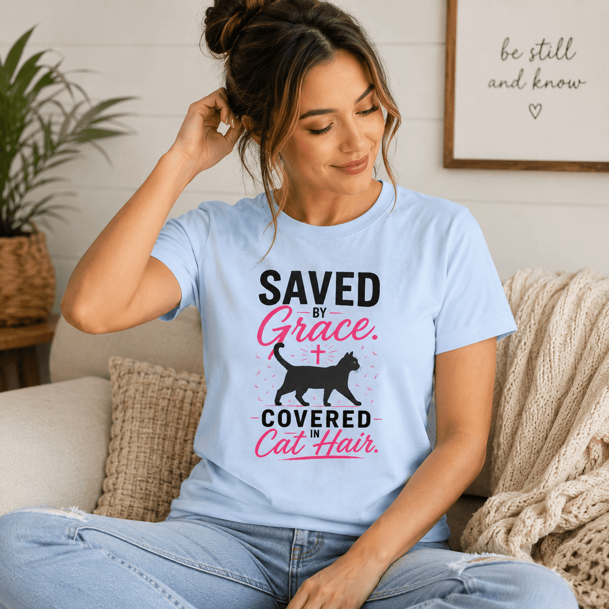 Saved by Grace, Covered in Cat Hair Women's T-Shirt - Clothing, Women, T-Shirts - EpiAl's Shop