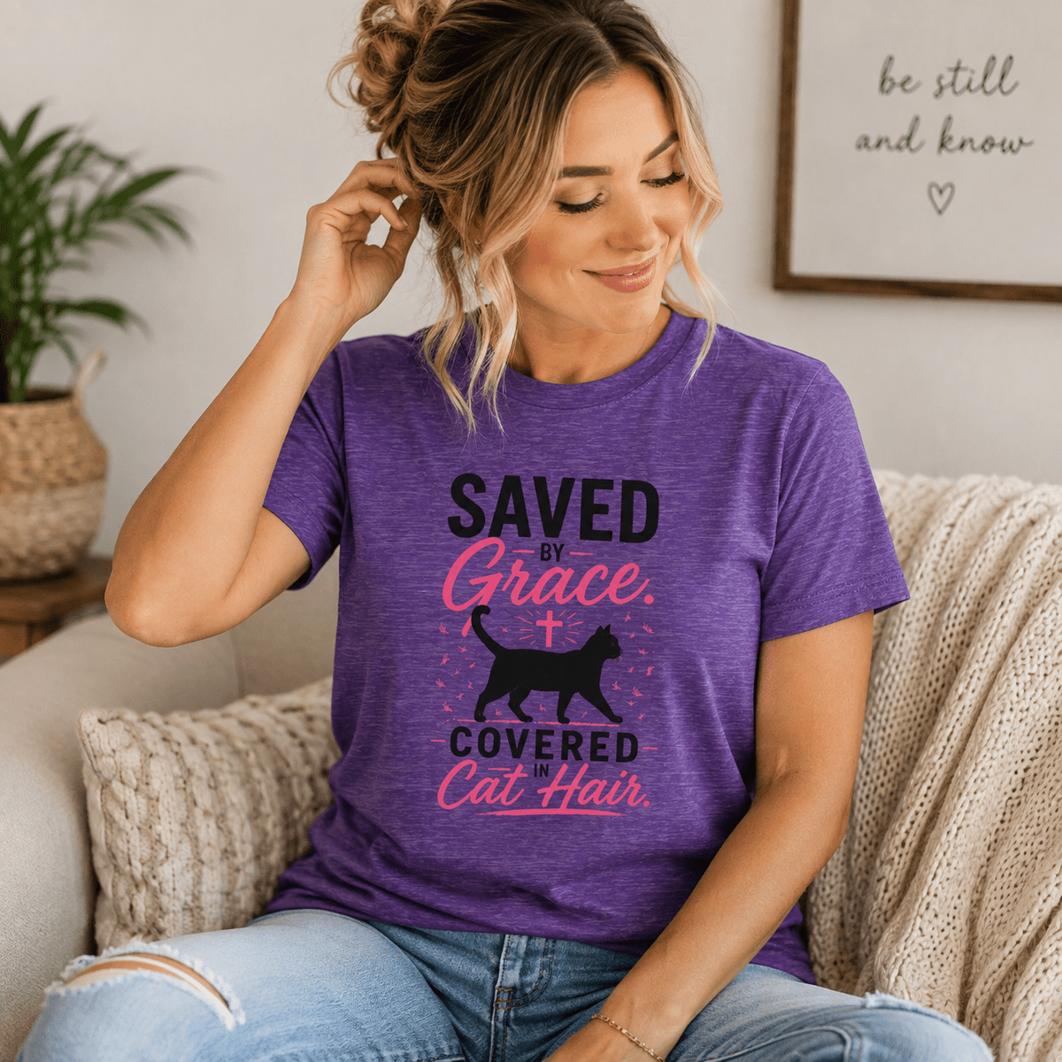 Saved by Grace, Covered in Cat Hair Women's T-Shirt - Clothing, Women, T-Shirts - EpiAl's Shop