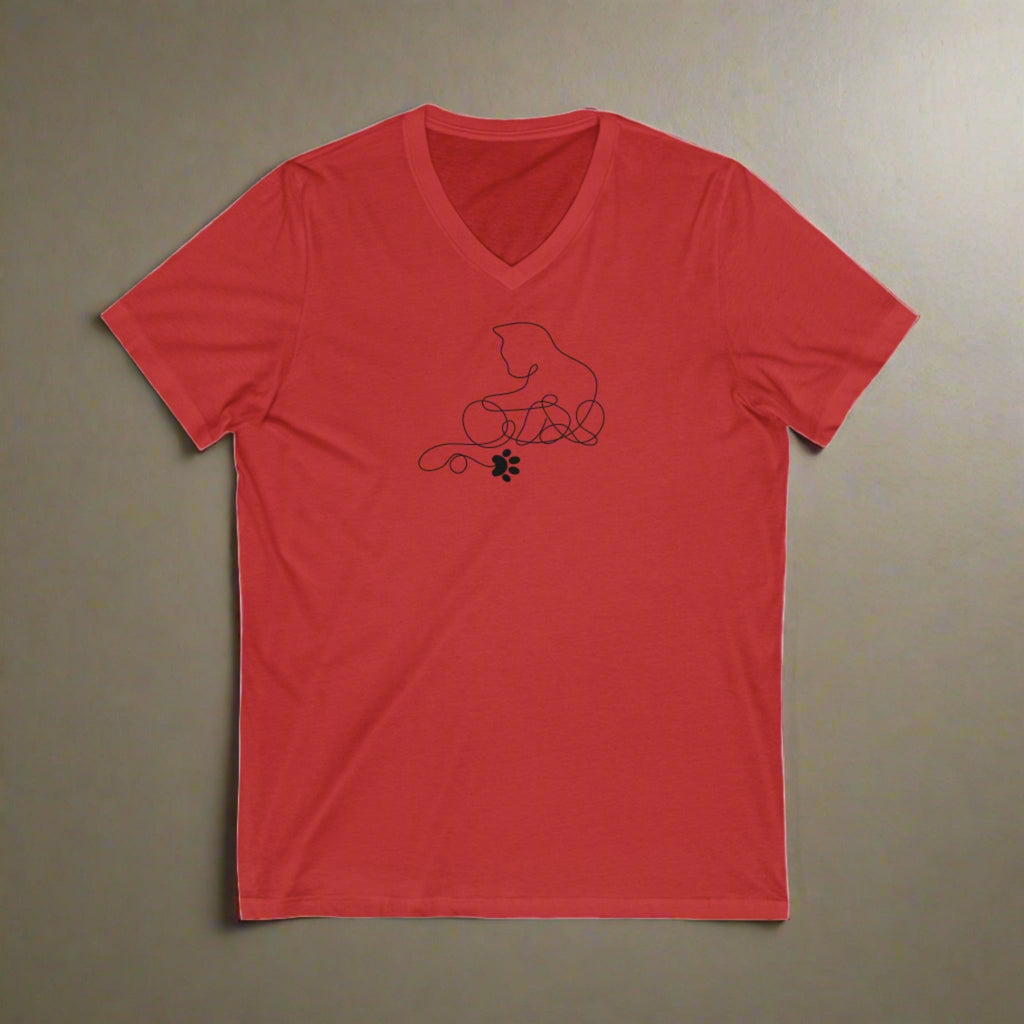 Scribble Kitty Unisex Jersey Short Sleeve V - Neck Tee - V - neck - Epileptic Al’s Shop
