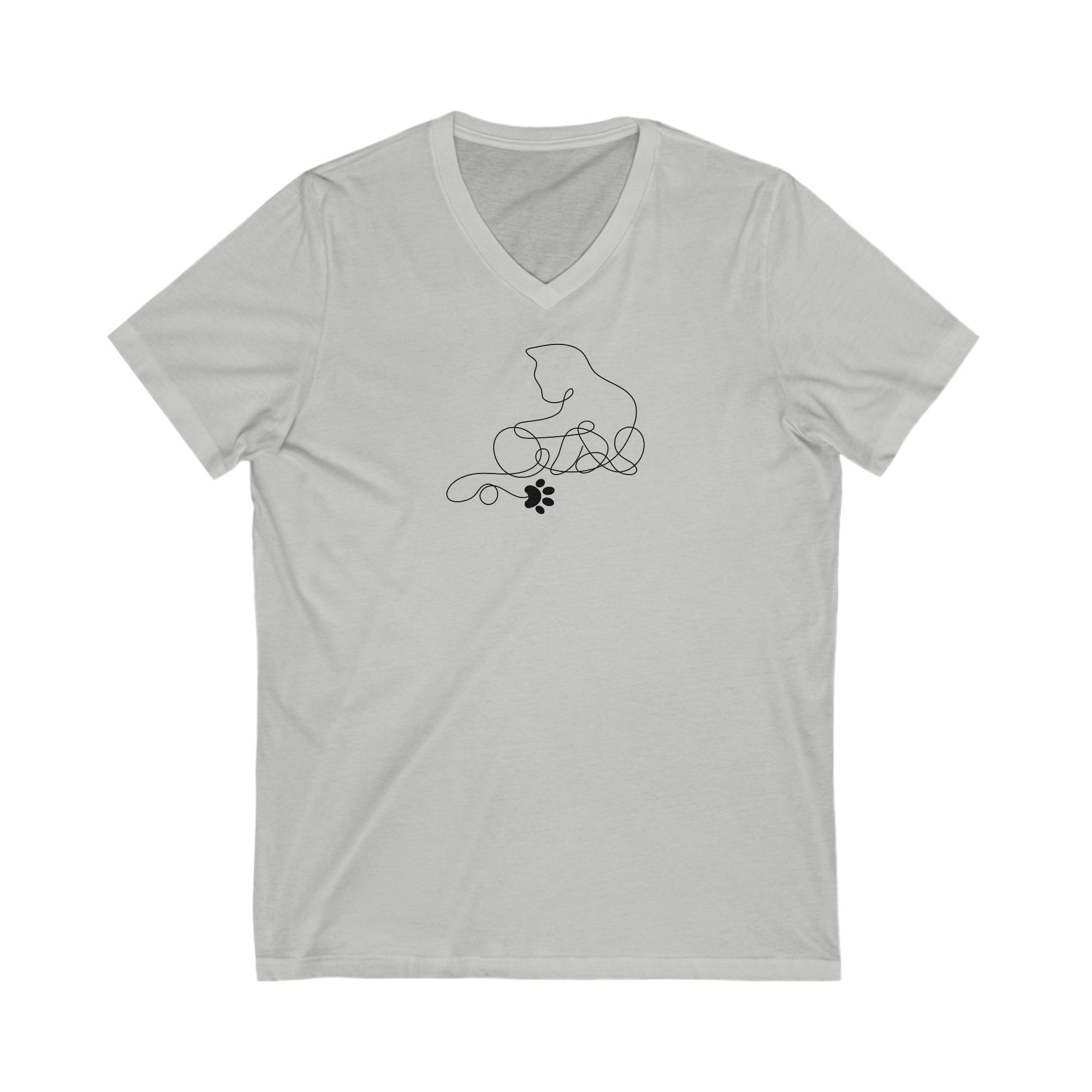 Scribble Kitty Unisex Jersey Short Sleeve V - Neck Tee - V - neck - Epileptic Al’s Shop