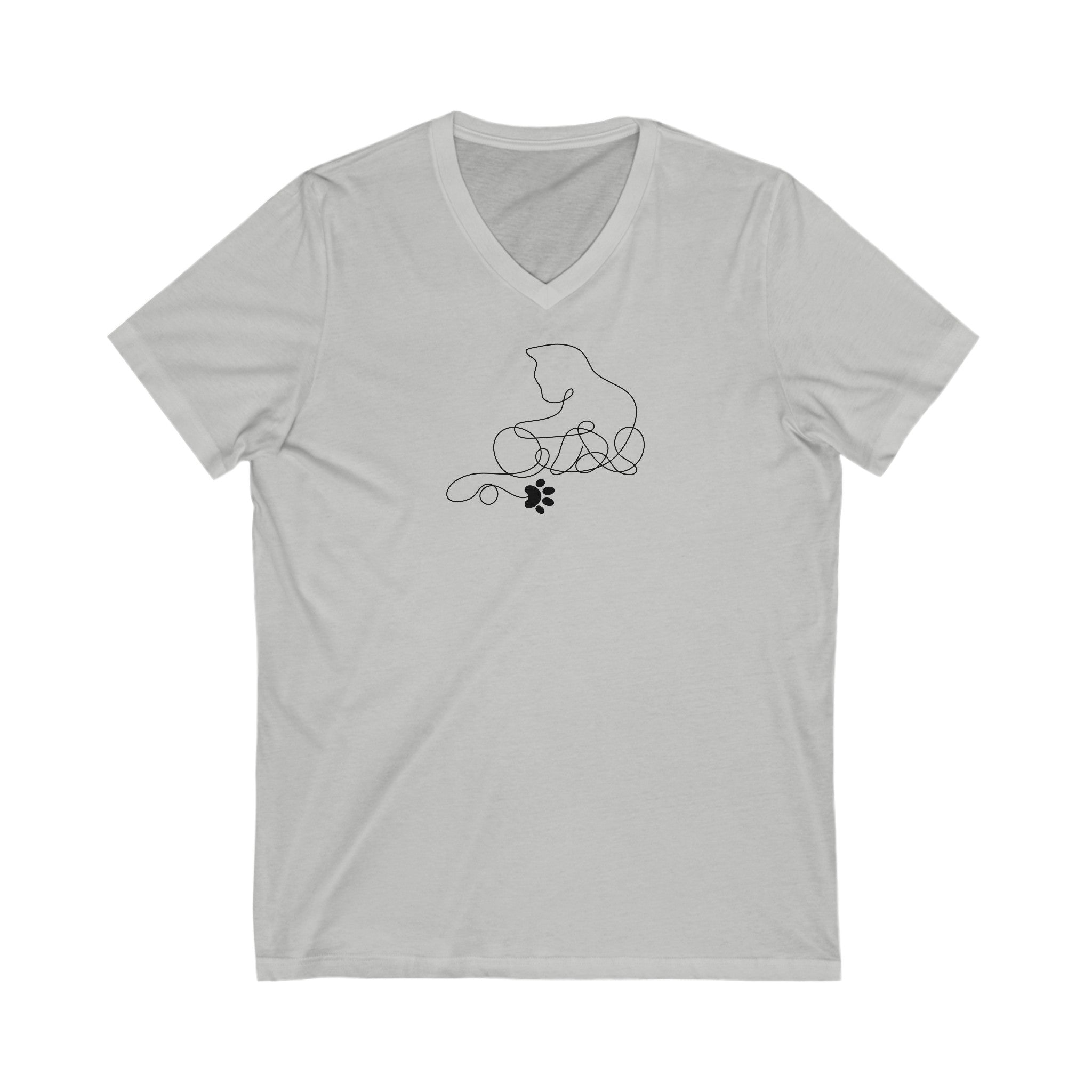 Scribble Kitty Unisex Jersey Short Sleeve V - Neck Tee - V - neck - Epileptic Al’s Shop