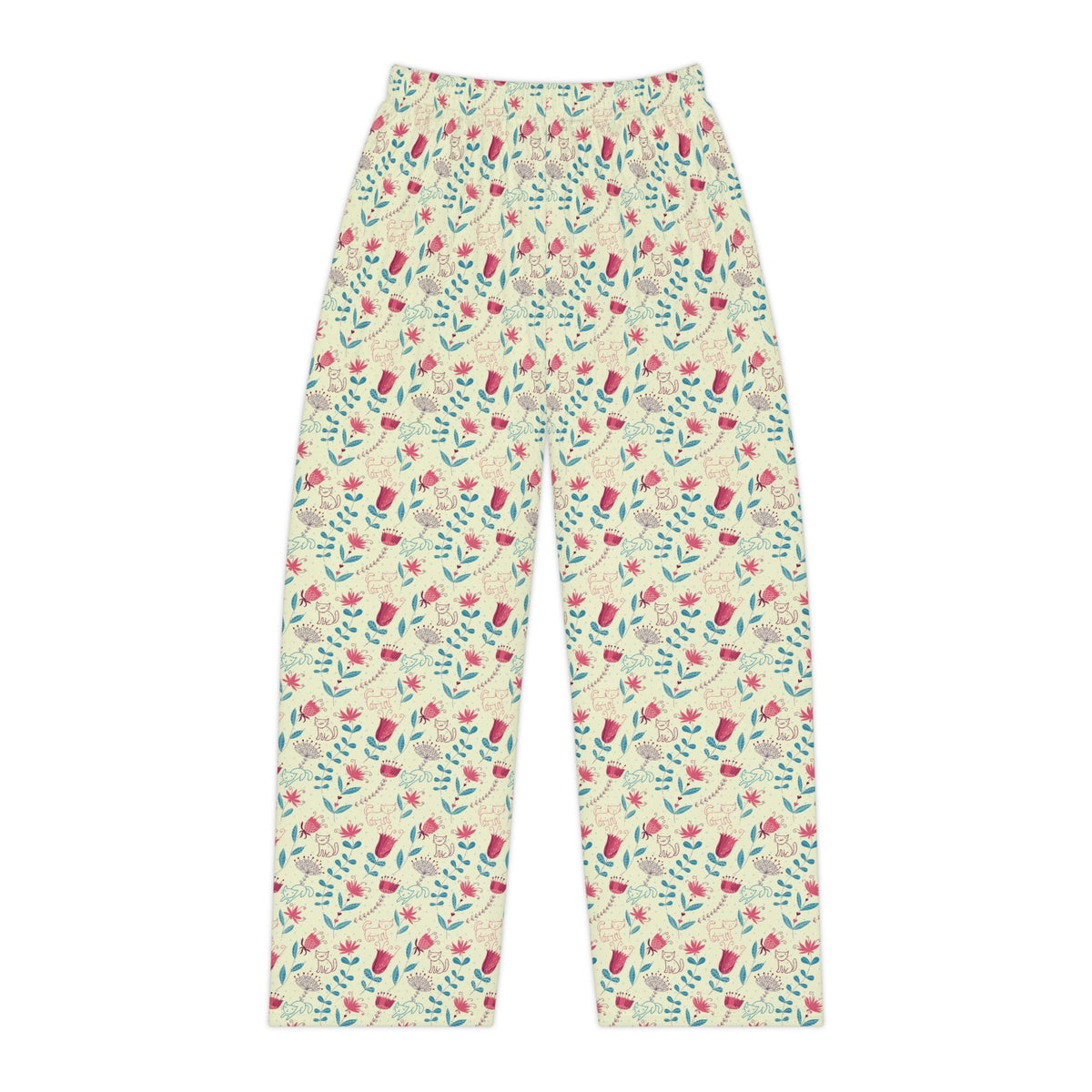 Secret Garden Cats & Flowers Pajama Pants - Clothing, Unisex, Pajamas, Pants - EpiAl's Shop