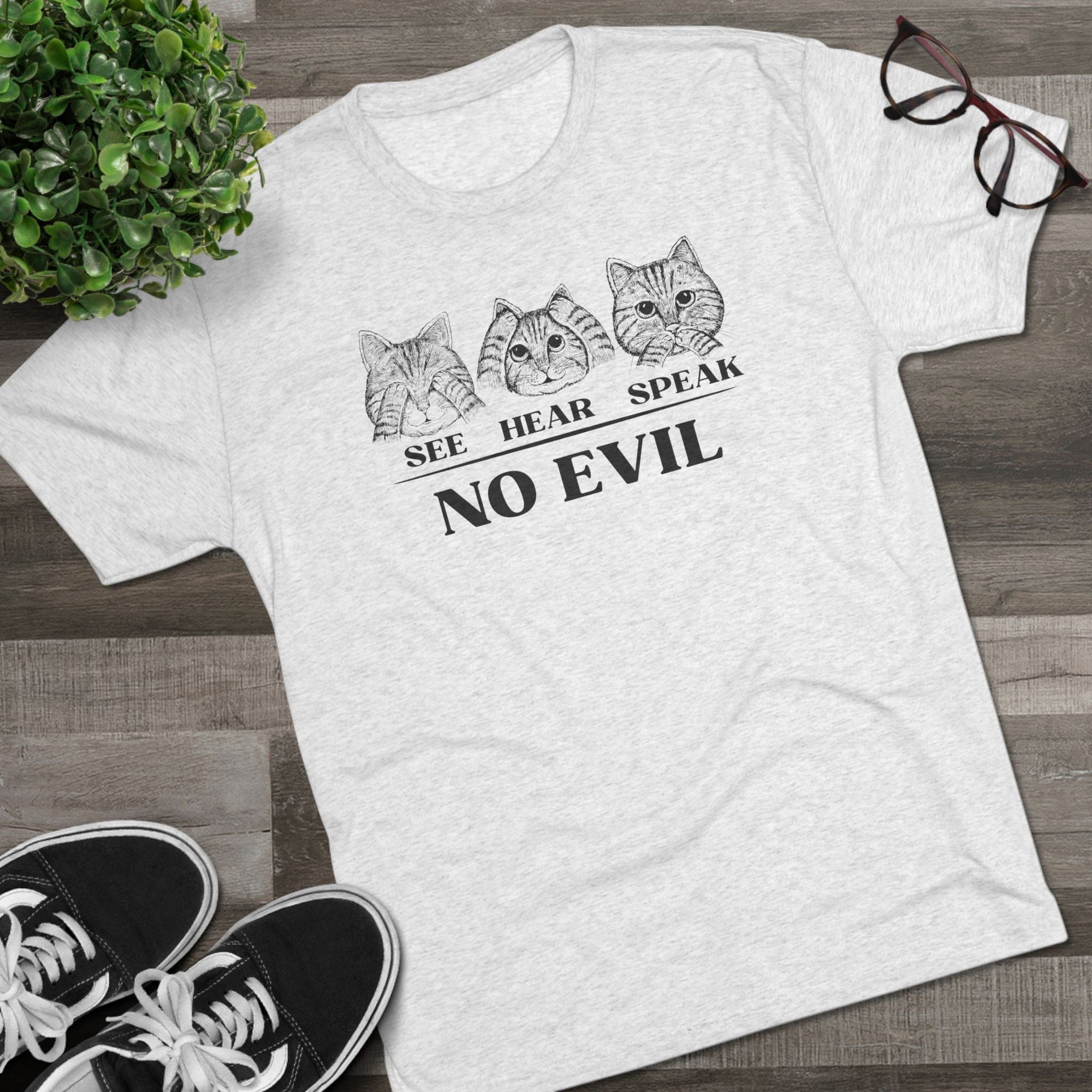 See Hear Speak No Evil Unisex Tri - Blend Crew Tee - T - Shirt - Epileptic Al’s Shop
