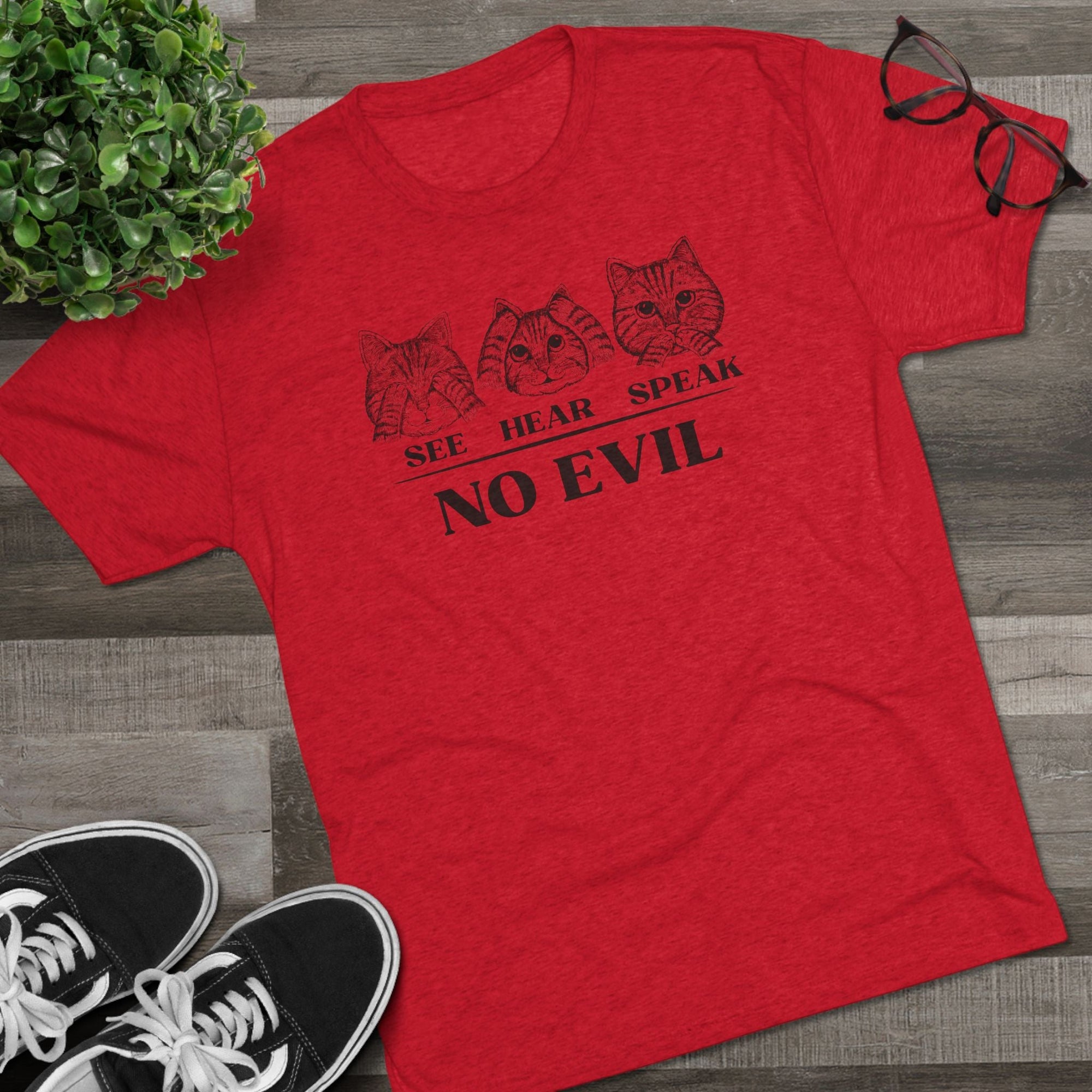 See Hear Speak No Evil Unisex Tri - Blend Crew Tee - T - Shirt - Epileptic Al’s Shop