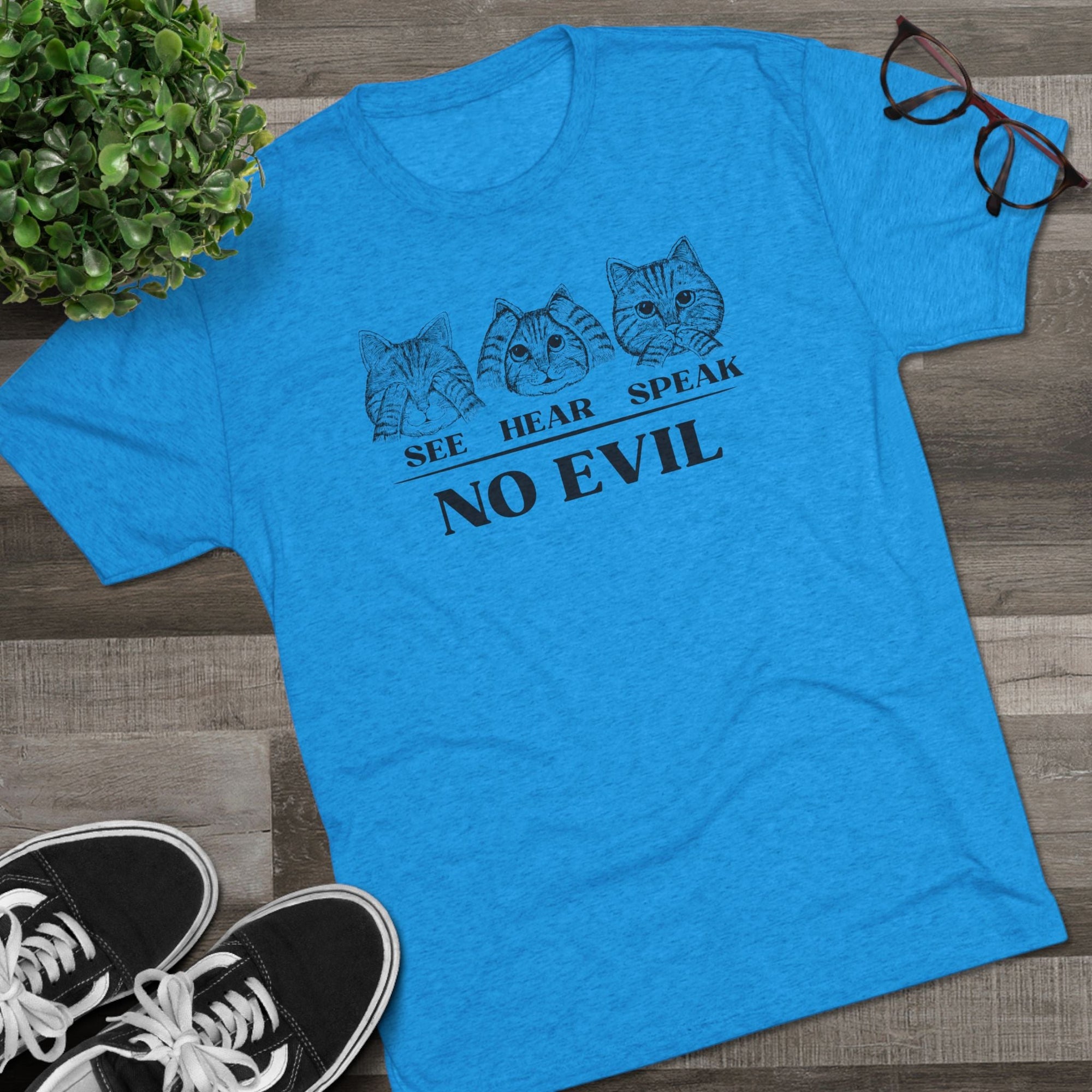 See Hear Speak No Evil Unisex Tri - Blend Crew Tee - T - Shirt - Epileptic Al’s Shop