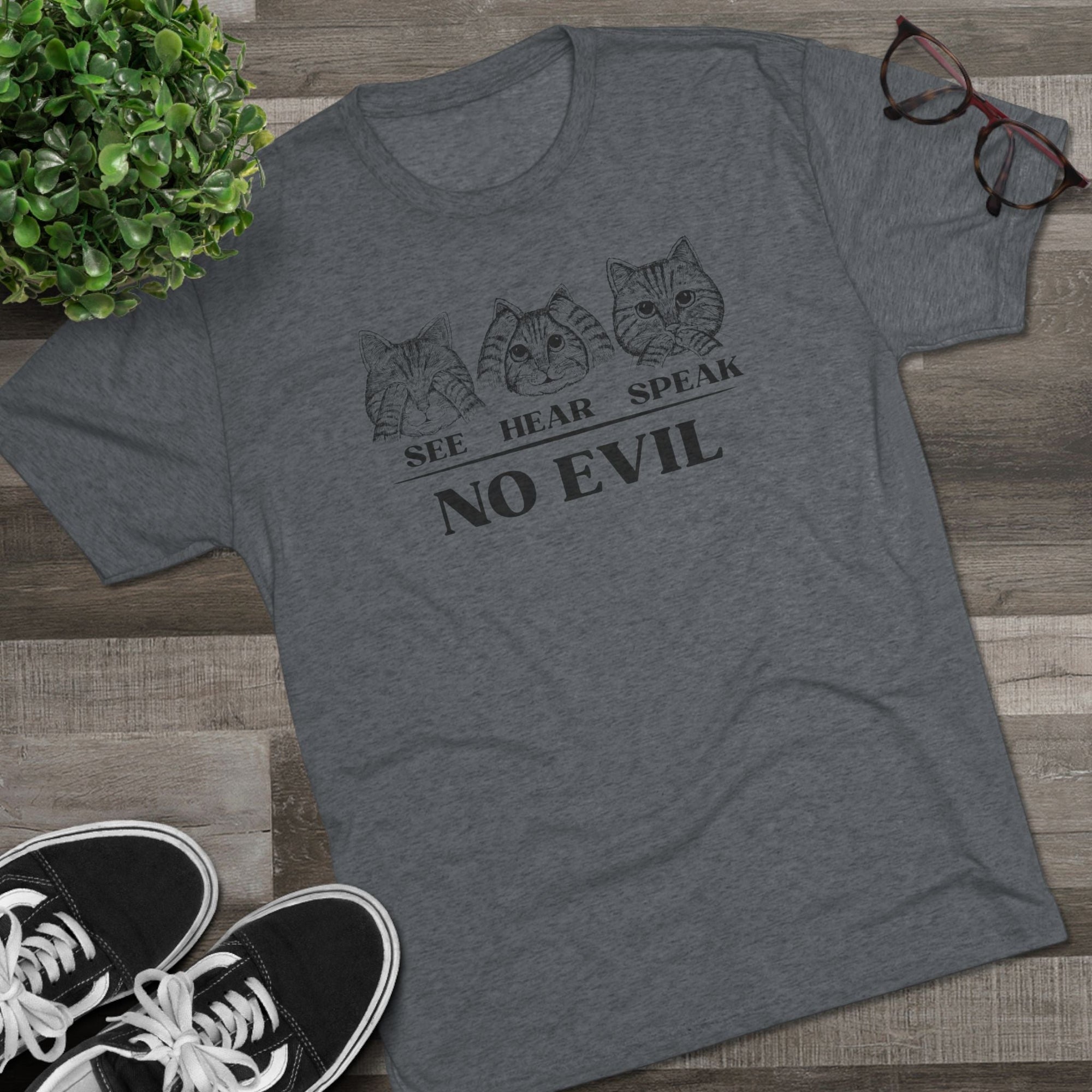 See Hear Speak No Evil Unisex Tri - Blend Crew Tee - T - Shirt - Epileptic Al’s Shop