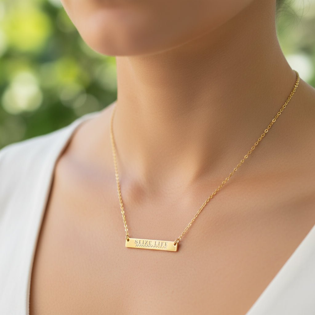 Seize Life – Engraved Bar Necklace (Epilepsy Awareness) - Jewelry, Necklaces - EpiAl's Shop