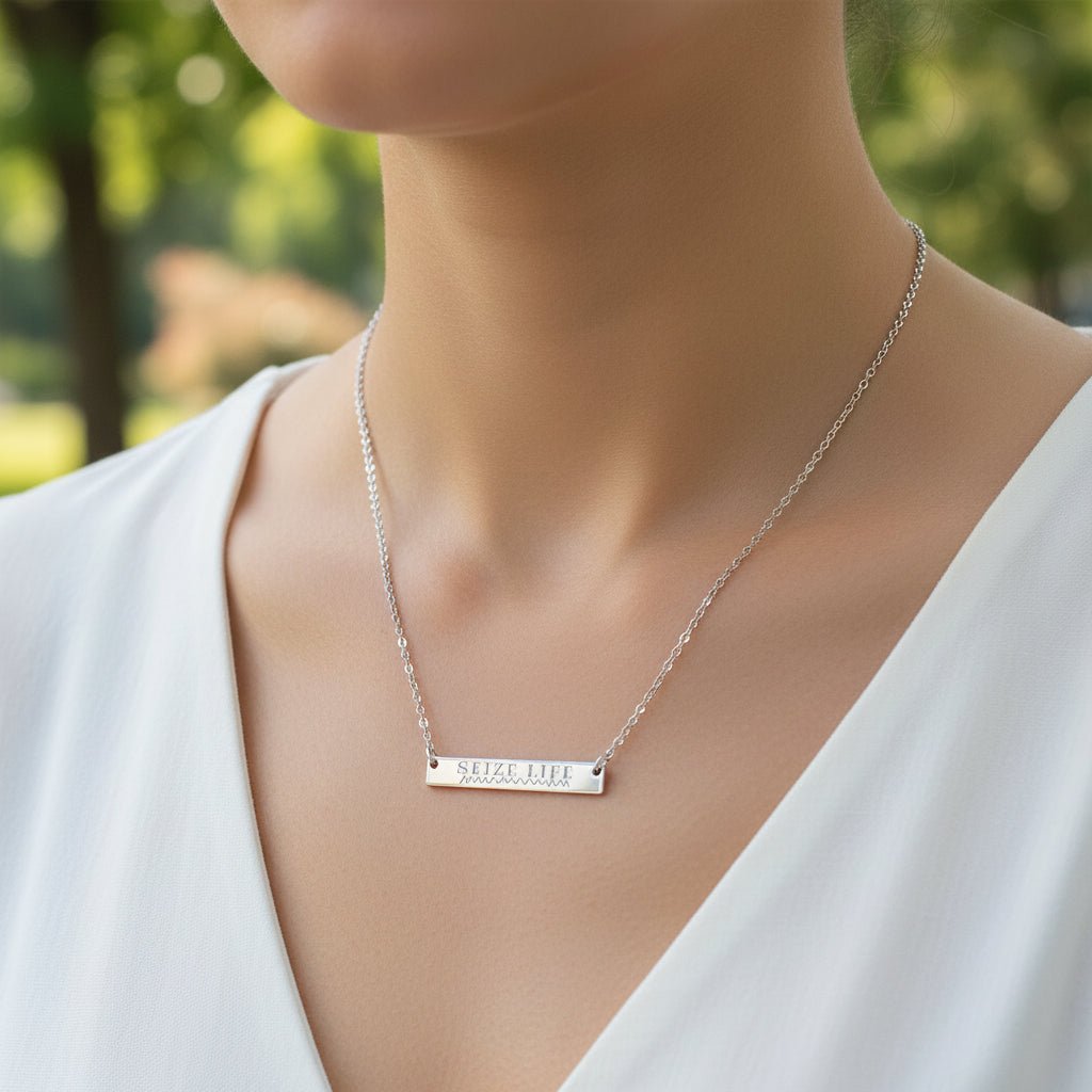 Seize Life – Engraved Bar Necklace (Epilepsy Awareness) - Jewelry, Necklaces - EpiAl's Shop