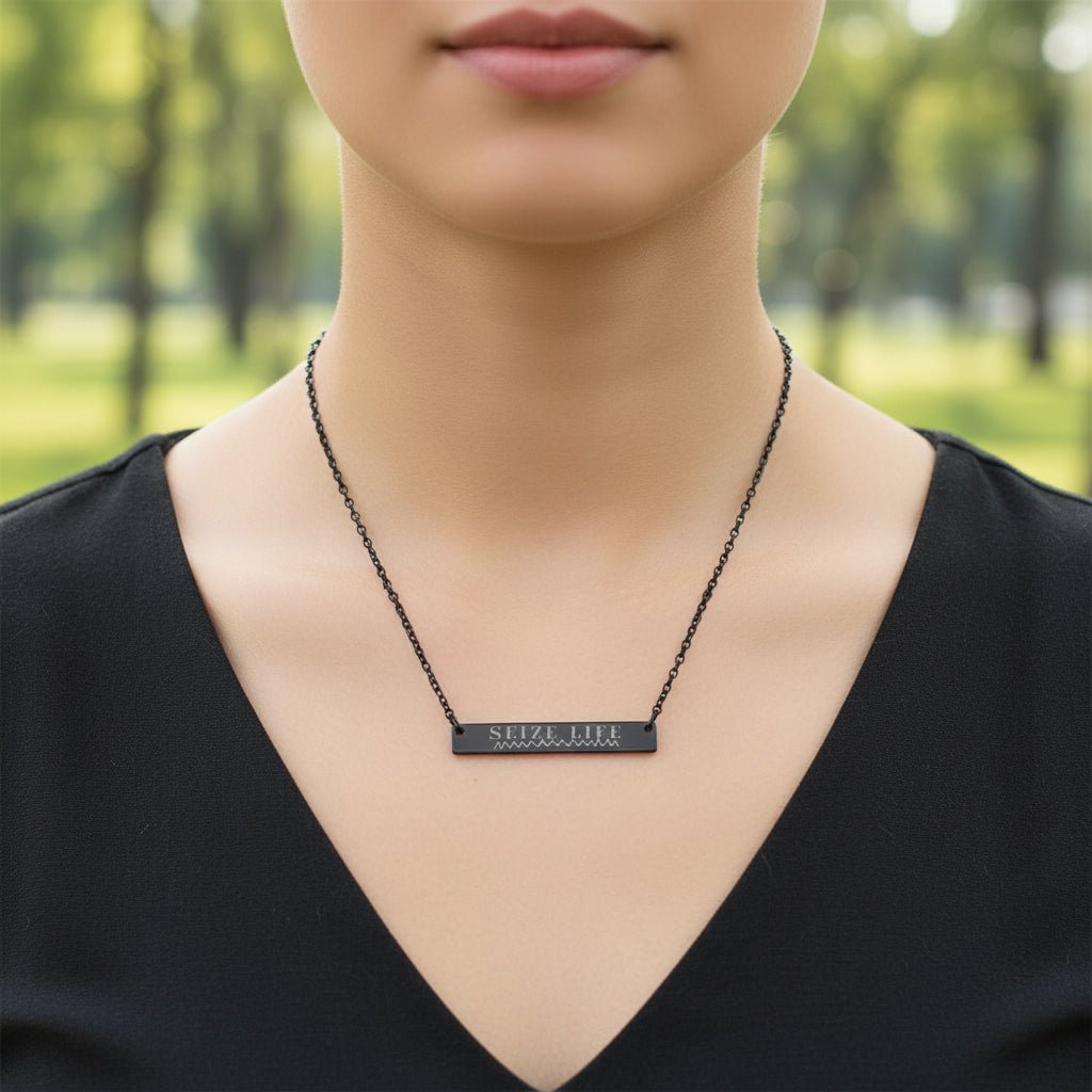 Seize Life – Engraved Bar Necklace (Epilepsy Awareness) - Jewelry, Necklaces - EpiAl's Shop