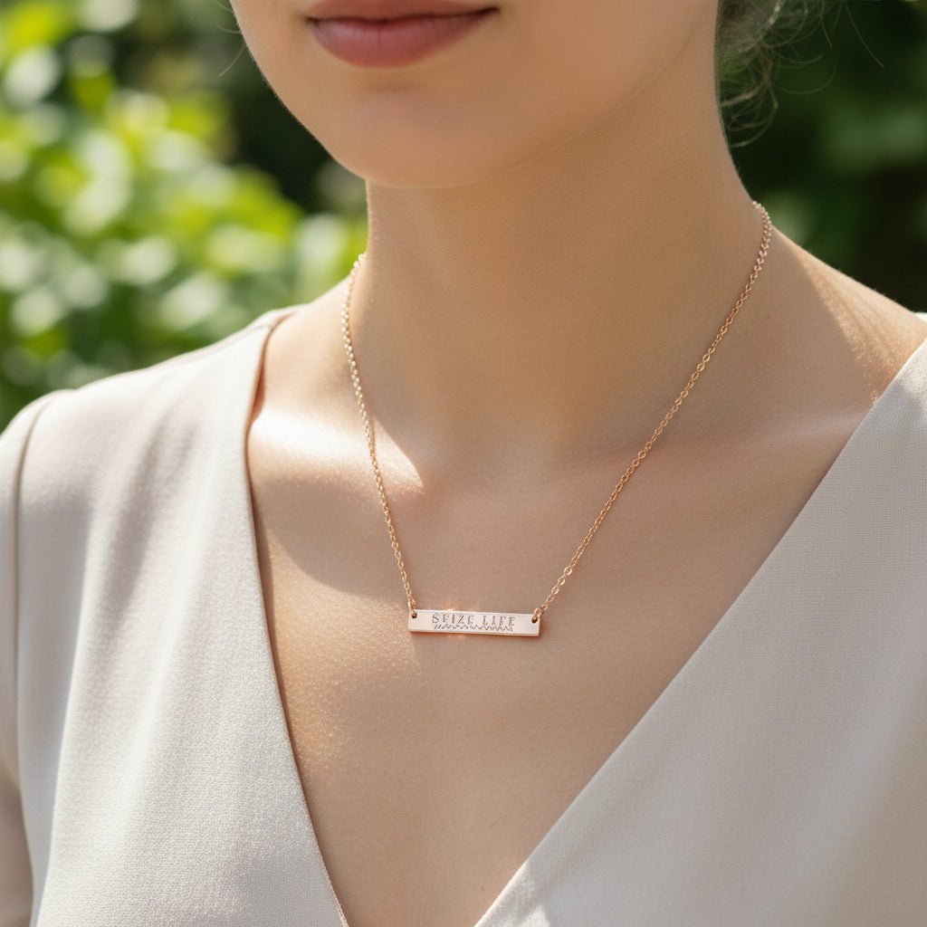 Seize Life – Engraved Bar Necklace (Epilepsy Awareness) - Jewelry, Necklaces - EpiAl's Shop