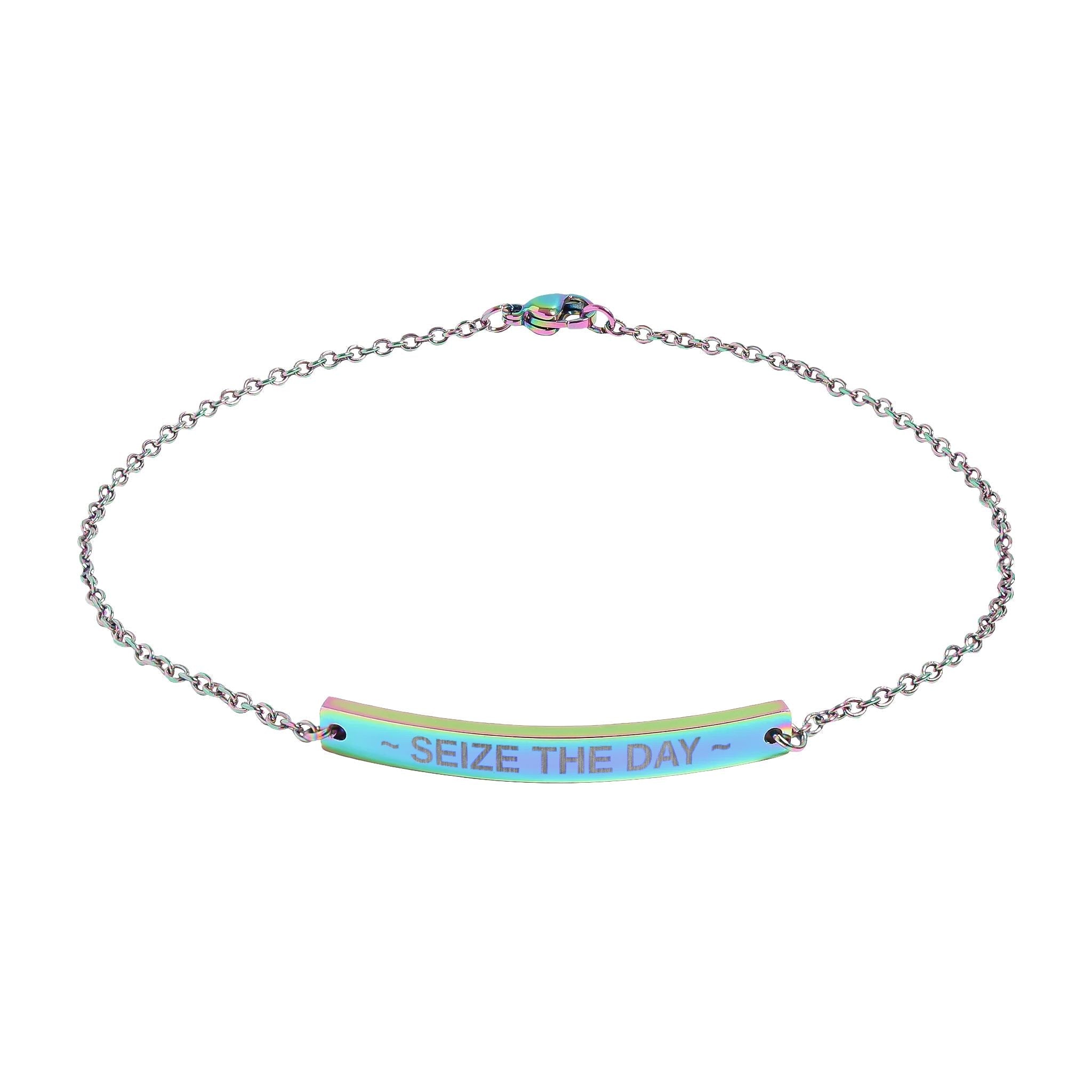 Seize the Day Engraved Anklet | Inspirational Anklet - Jewelry, Anklets - EpiAl's Shop