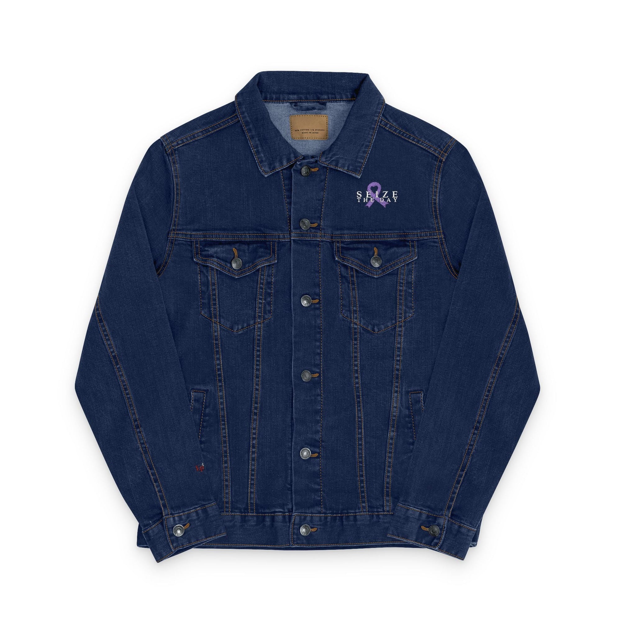 Seize the Day Epilepsy Awareness Embroidered Denim Jacket - Clothing, Coats & Jackets - EpiAl's Shop