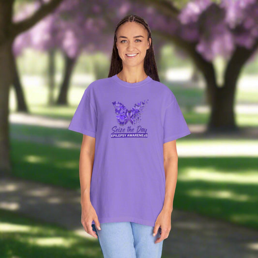 Seize the Day Epilepsy Awareness Unisex Garment - Dyed T - shirt - T - Shirt - Epileptic Al’s Shop