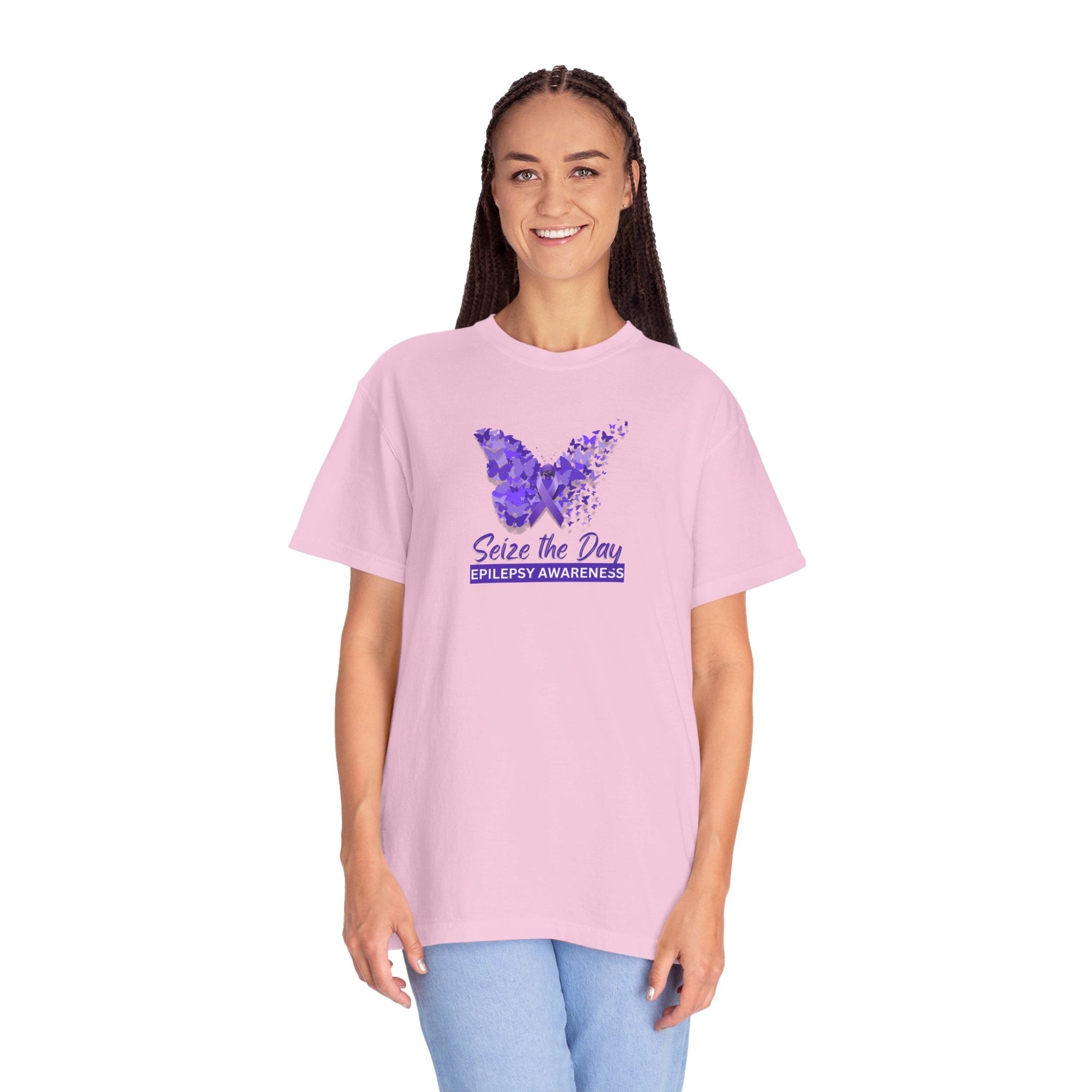 Seize the Day Epilepsy Awareness Unisex Garment - Dyed T - shirt - T - Shirt - Epileptic Al’s Shop